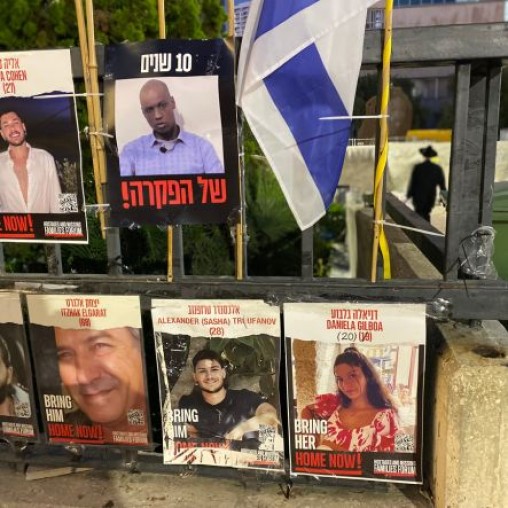 Posters of the Israeli hostages