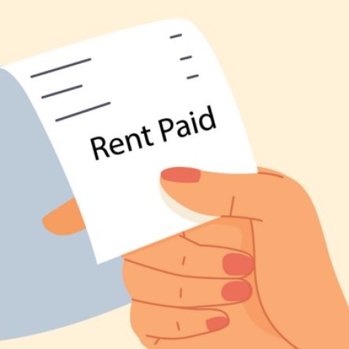 Hand holding a paid receipt for rent