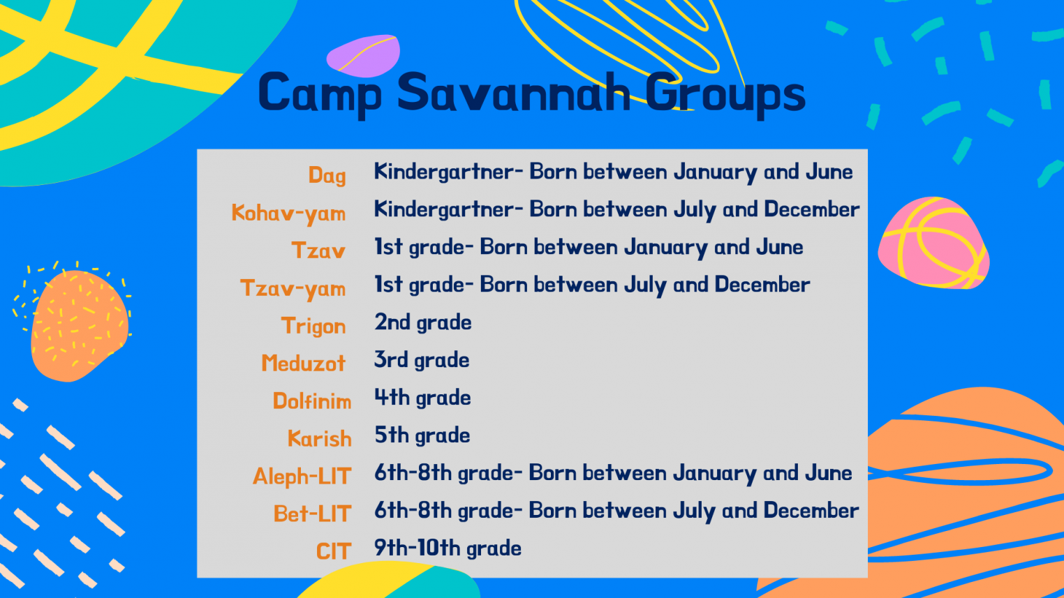 2021 Camp Summer Groups Jewish Educational Alliance