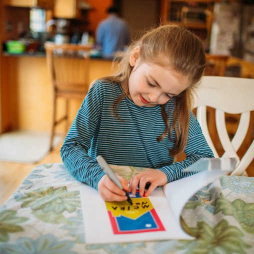 PJ Library Activity - young girl coloring