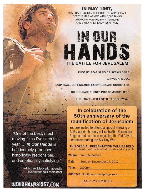 In Our Hands Movie At Temple Beth El El Paso In Our Hands Movie At Temple Beth El El Paso