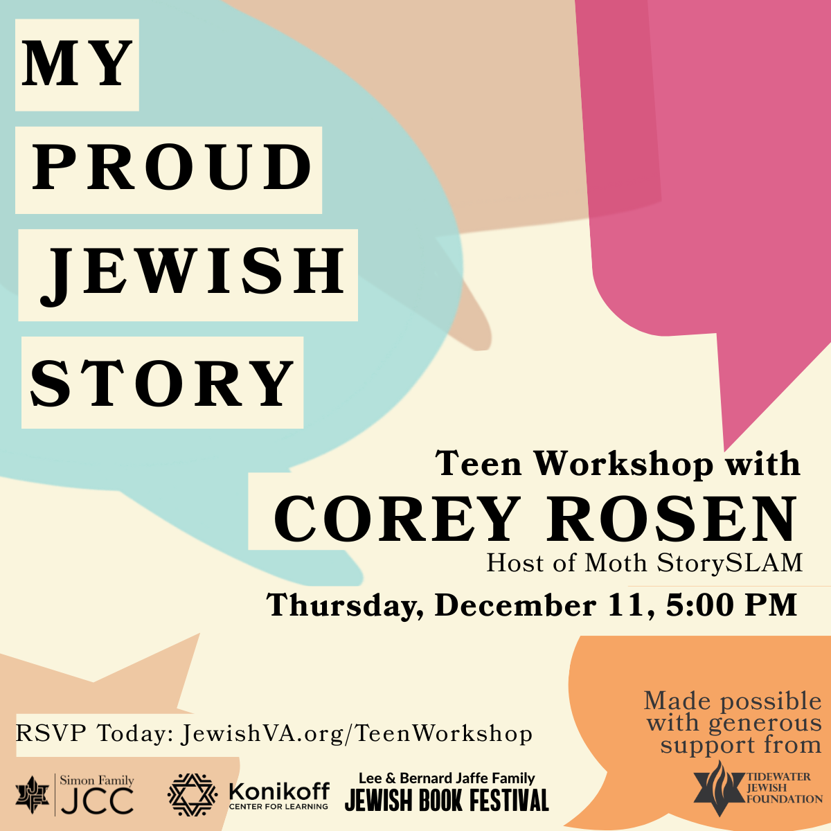 Teen Workshop with Corey Rosen
| Simon Family JCC