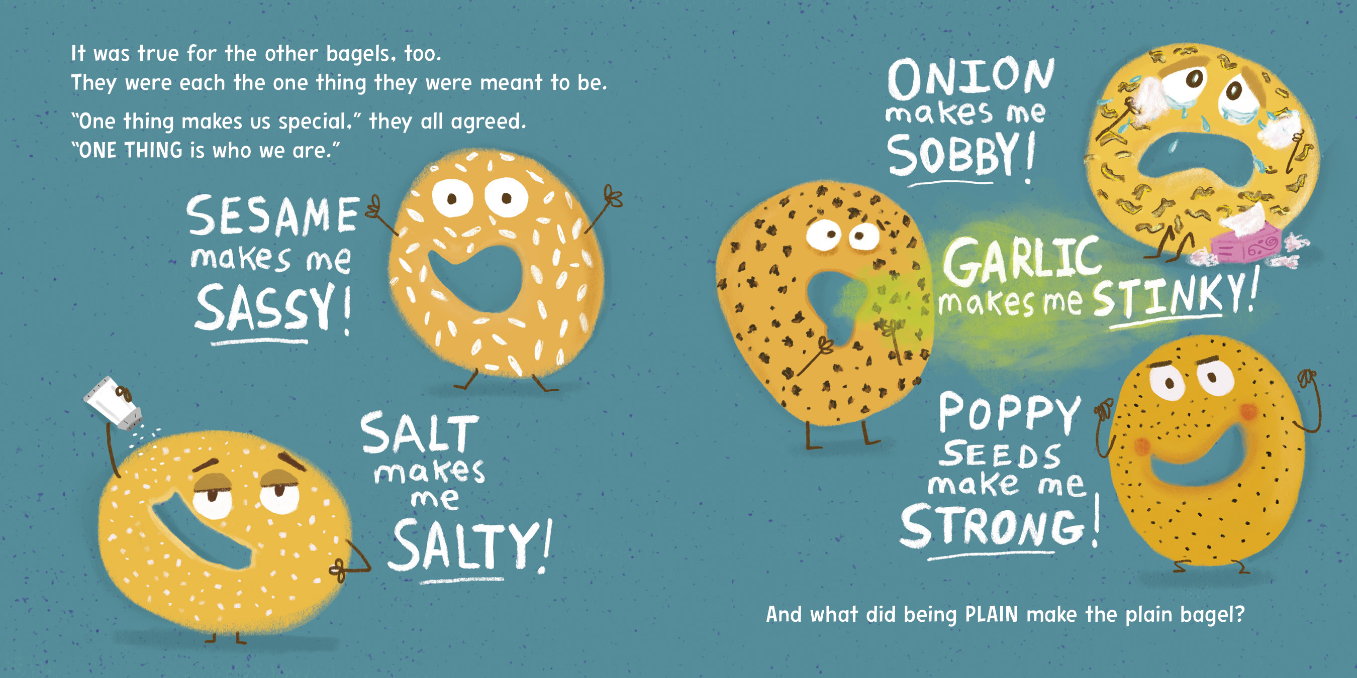 Page from “The Bagel Who Wanted Everything” by Alan Silberberg. Used with the permission of Viking/Penguin Random House LLC.