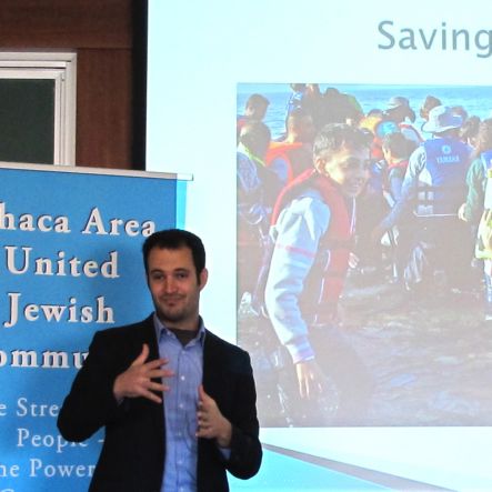 Yotam Polizer presenting information about IsraAid null