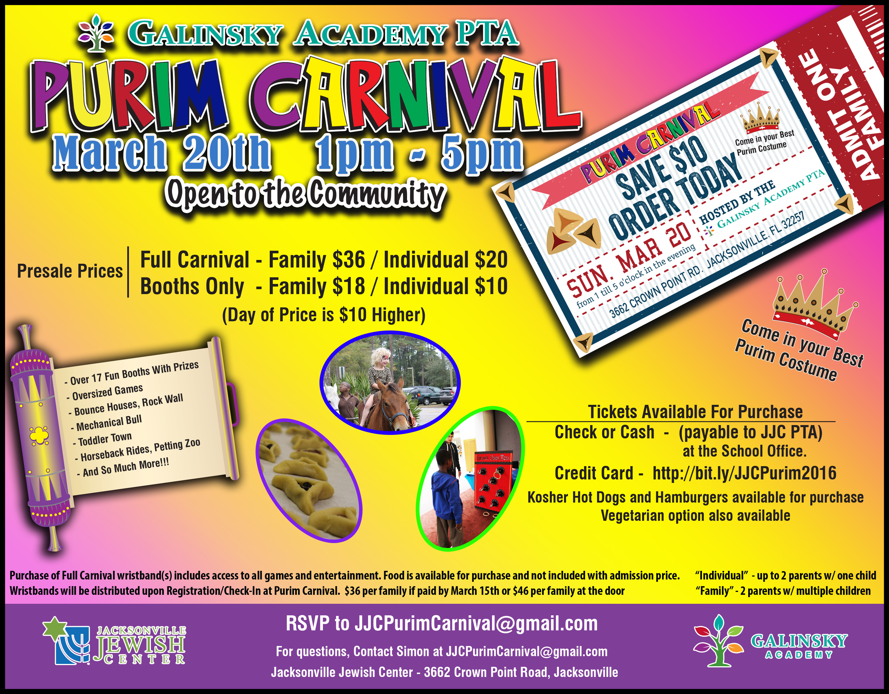 100pm Galinsky Academy PTA Purim Carnival Jewish Federation