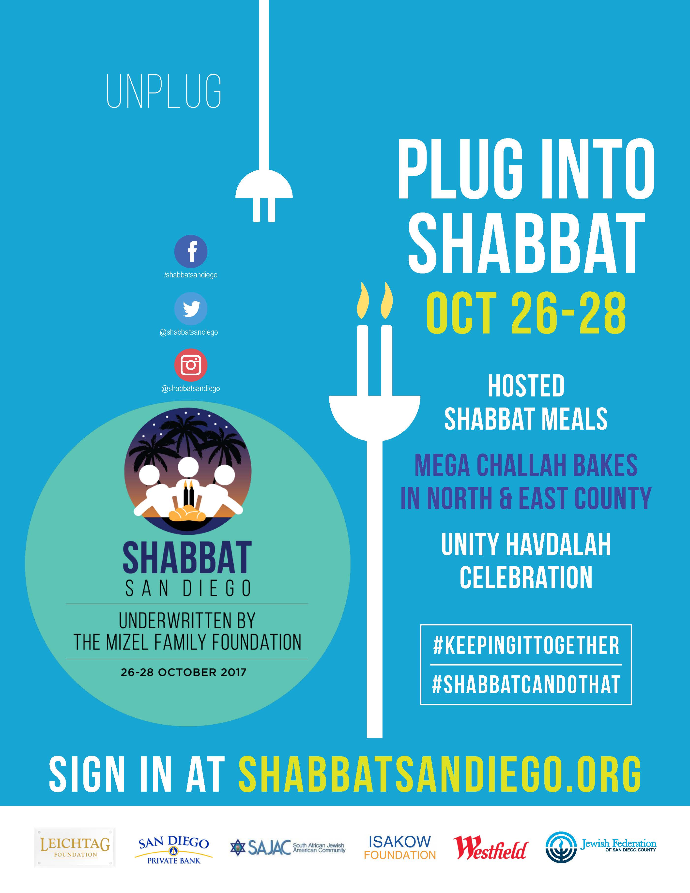 Save the Date Shabbat San Diego October 26 Jewish Federation of