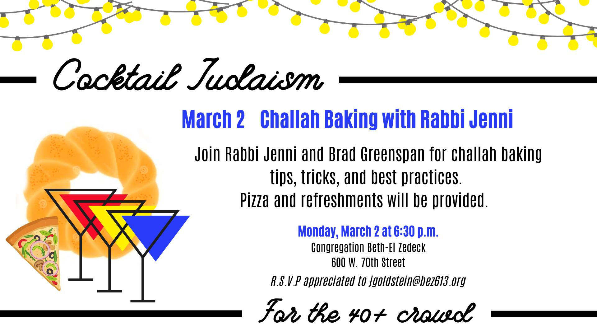 BEZ Cocktail Judaism Challah Baking with Rabbi Jenni Jewish Federation of Greater