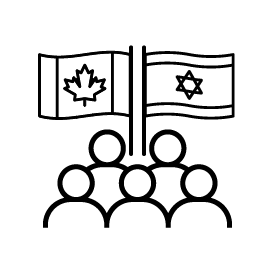 Volunteers with Canadian and Israeli flags