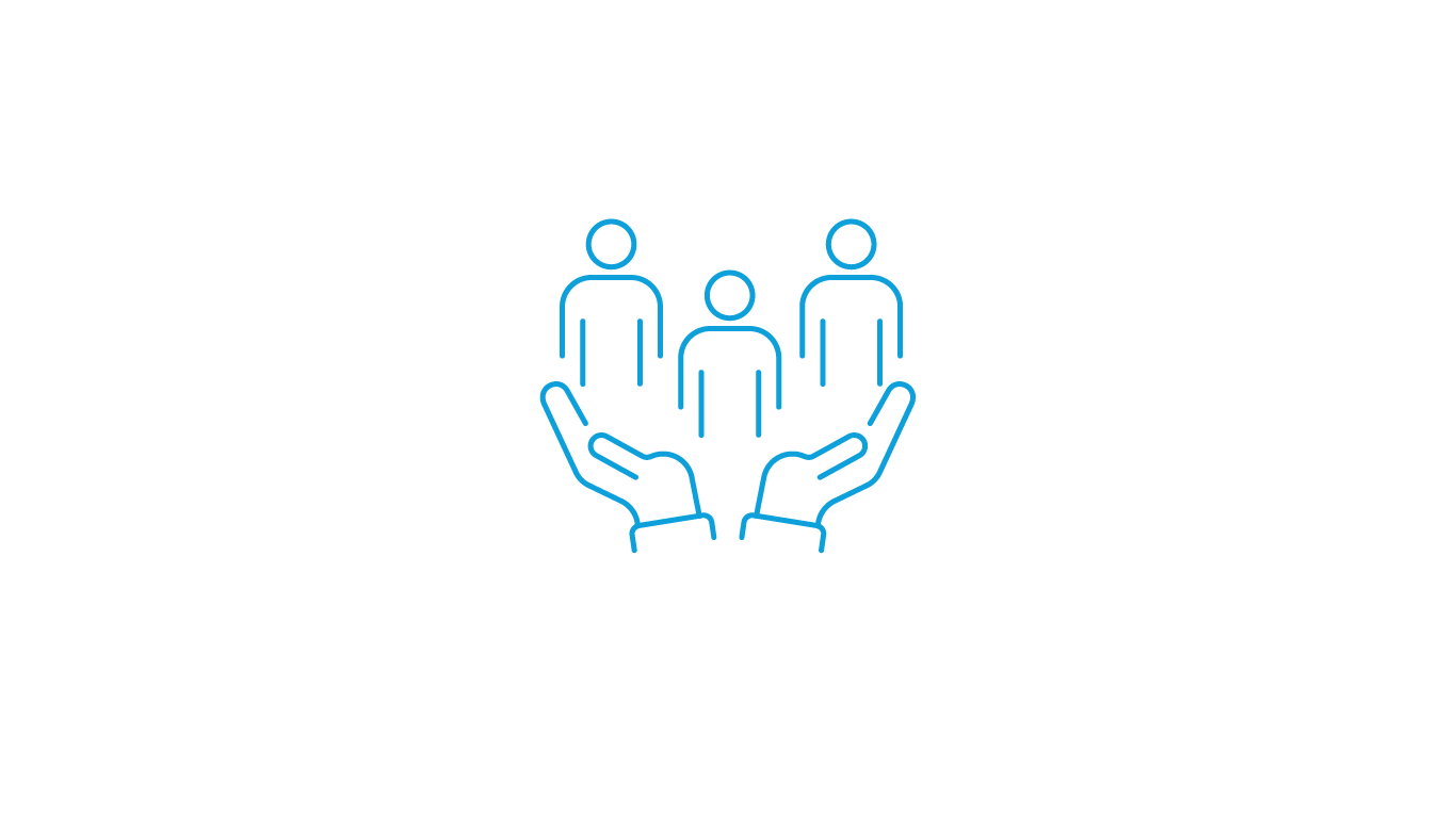 Heart with hands and people icon