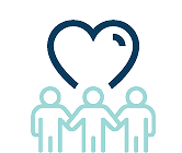 A heart with people