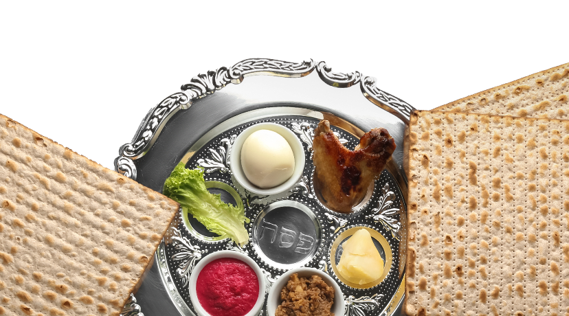 Seder plate with matzah