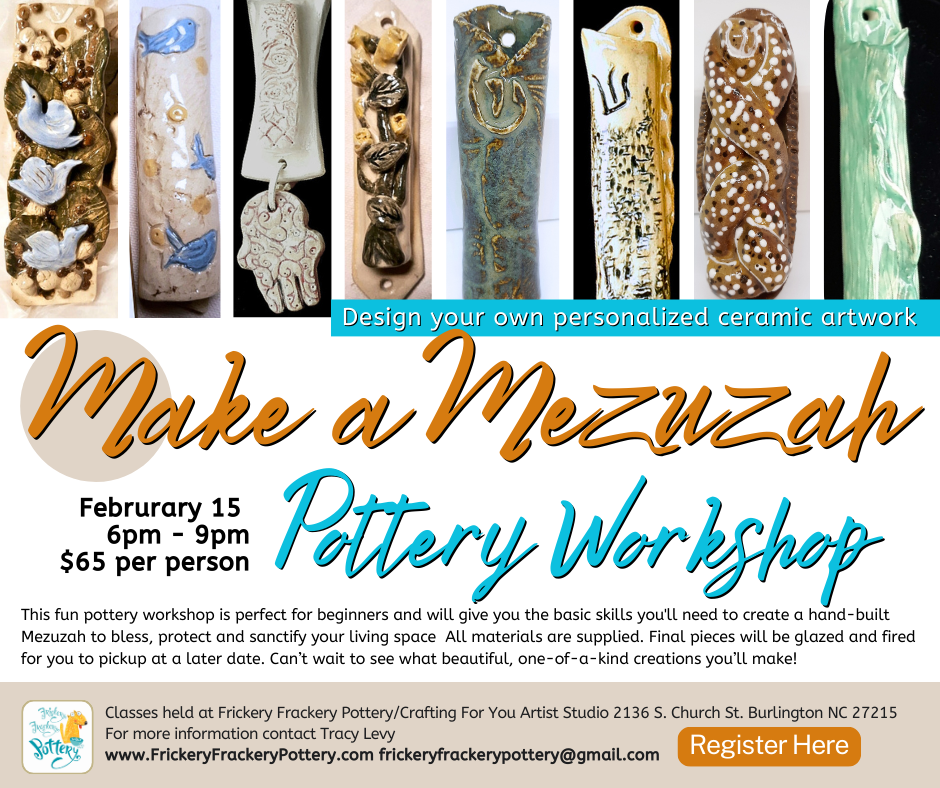 Make your own HandBuilt Pottery Mezuzah Greensboro Jewish